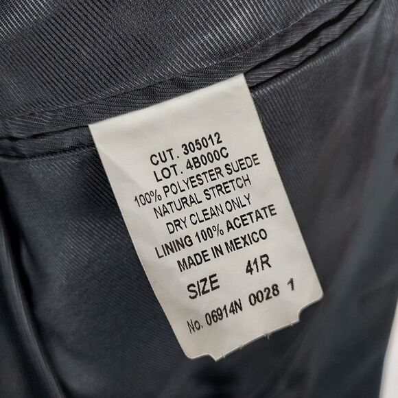 Andrew Fezza 41R Mens Black Suede Look Polyester Blazer Sport Coat Jacket - Picture 10 of 11